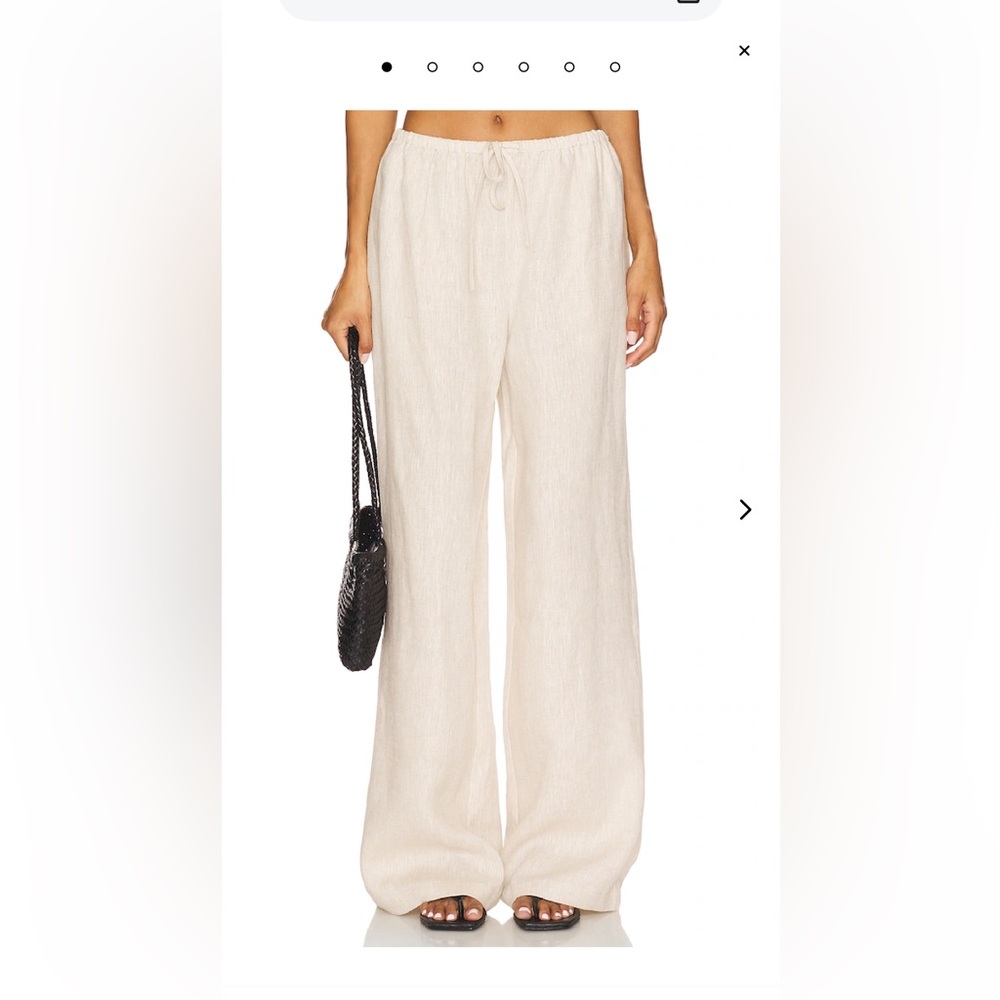 Lovers + Friends Wide Leg Linen-Blend Pants in Natural Beige